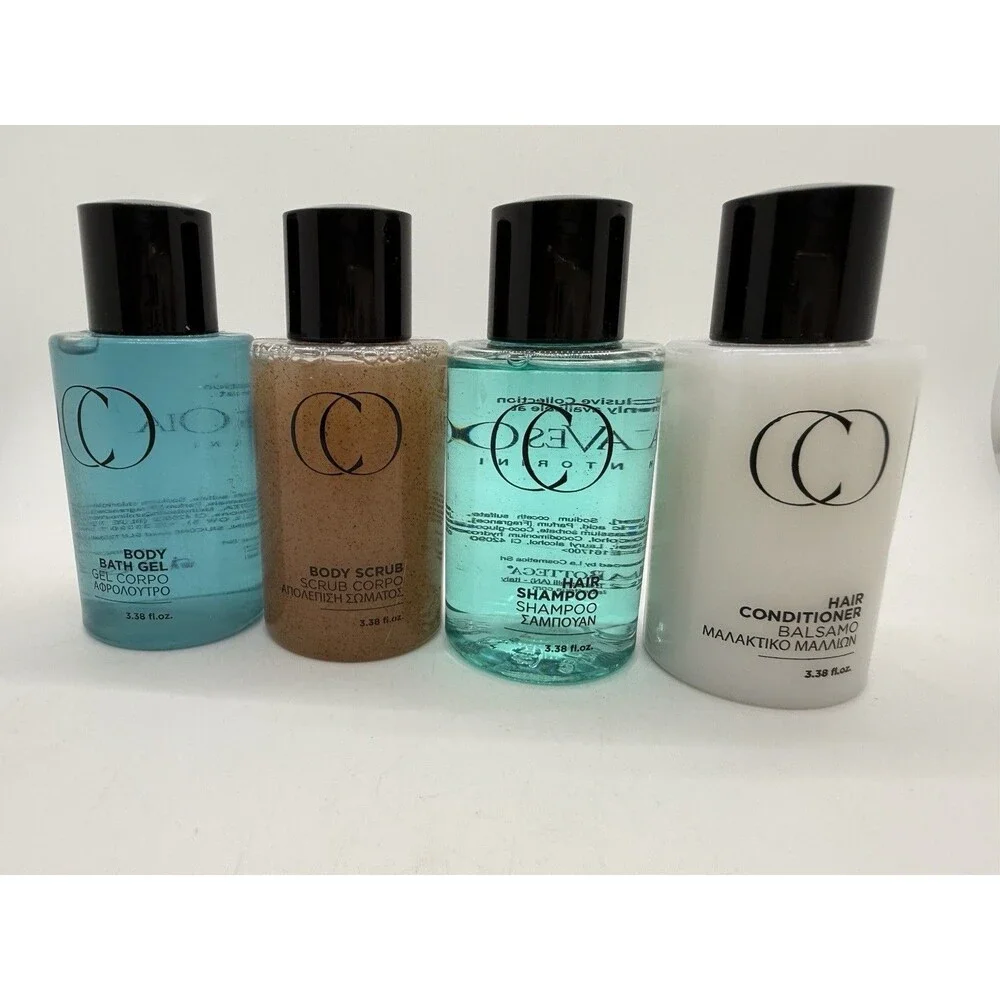 Canaves Oia Santorini Bath Gel, Scrub,‎ Hair Shampoo, Conditioner 4PCs 3.38oz/ea